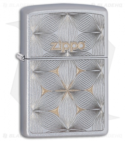 Zippo Lighter Flowers (Satin Chrome) 12293