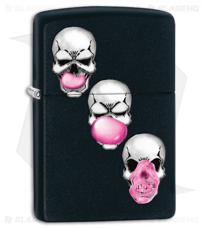 Zippo Lighter Skull Bubble Gum (Black Matte) 11986