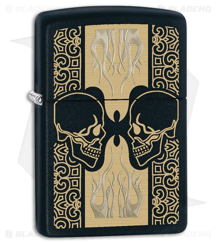 Zippo Lighter Skulls And Flames (Black Matte) 12282 