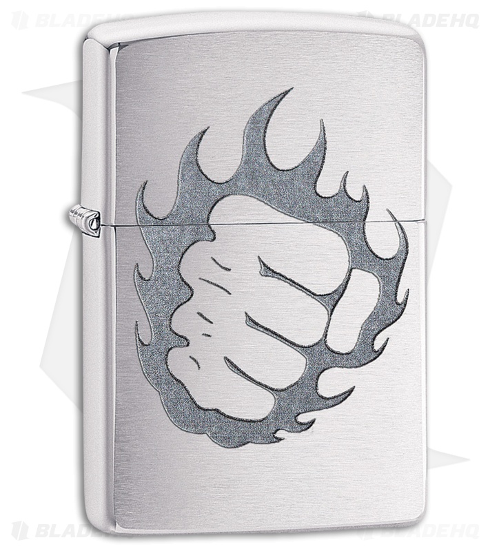 Zippo Lighter Tattoo Fire and Fist (Brushed Chrome) 12322