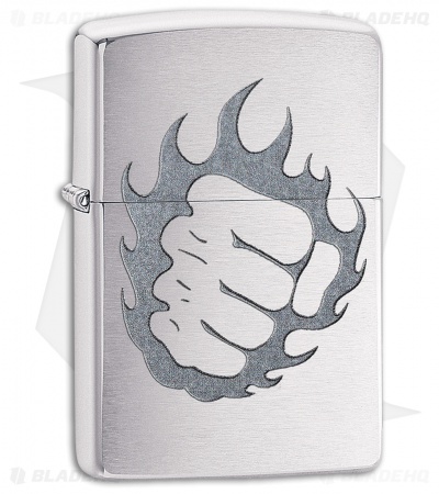 Zippo Lighter Tattoo Fire and Fist (Brushed Chrome) 12322