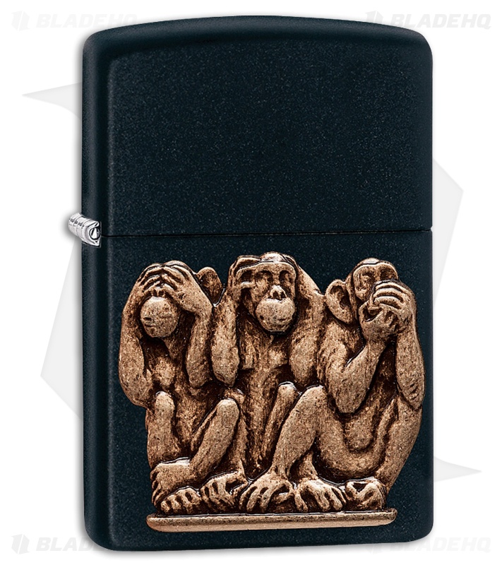 Zippo Lighter Three Monkeys (Black Matte) 12288