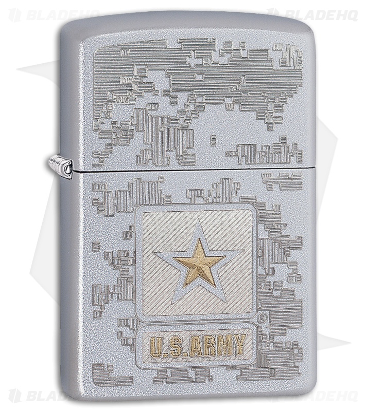Zippo Lighter US Army Map (Satin Chrome) 11974