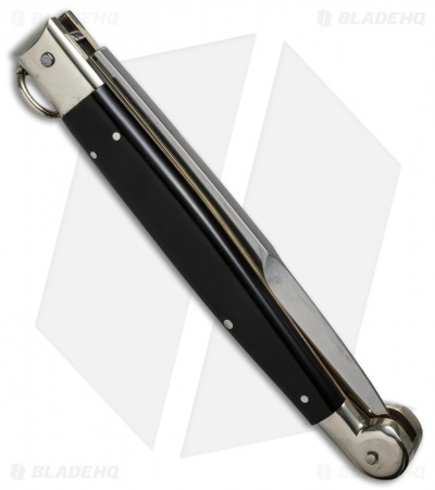 AGA Campolin 12" Sicilian Ring Pull Automatic Knife Dark Horn (5.5" Satin Bayo)