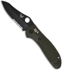 Benchmade Griptilian AXIS Lock Knife Olive Drab (3.45" Black Serr) 550SBKHGOD