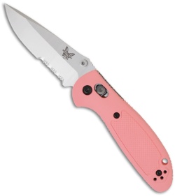 Benchmade Mini Griptilian AXIS Lock Knife Pink (2.91" Satin Serr) 556S-PNK-154CM