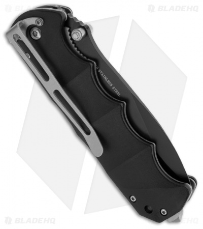 Boker Magnum Black Spear Point Liner Lock Knife (3.875" Black Serr) 01RY247
