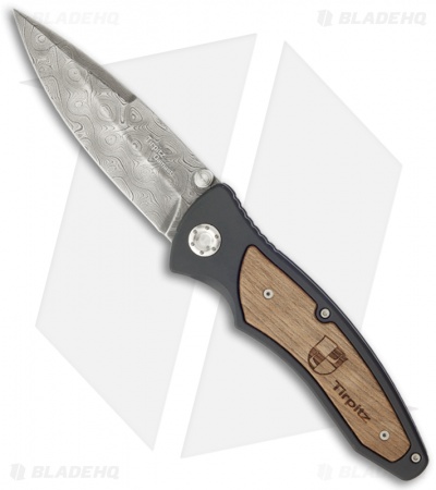 独戦艦ティルピッツ 実物装甲鋼材断片 Böker 記念品 Boker Tirpitz Damascus Liner Lock Knife Aluminum/Walnut (4