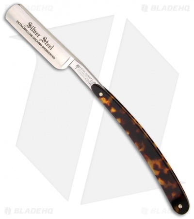 Boker Rasiermesser Silver Steel Straight Razor Blade Tortoise Handle 140512