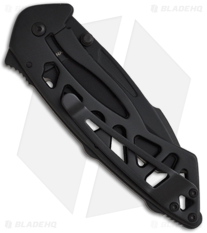 Buck Bones Frame Lock Knife (3" Black Serr) 0870BKX-B