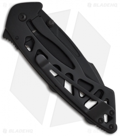 Buck Bones Frame Lock Knife (3" Black Serr) 0870BKX-B