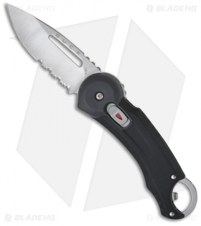 Buck Redpoint Button Lock Knife Black (2.75" Satin Serr) 0750BKX