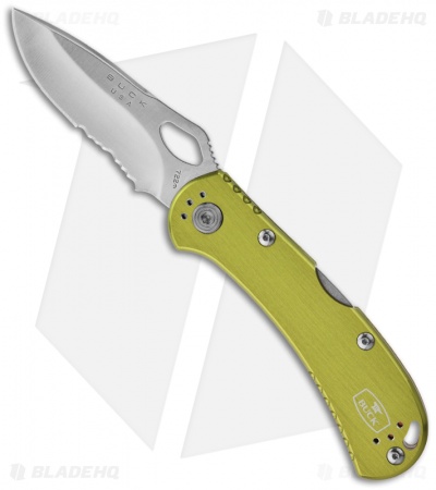 Buck SpitFire Green Folding Knife (3.25" Satin Serr) 0722GRX1