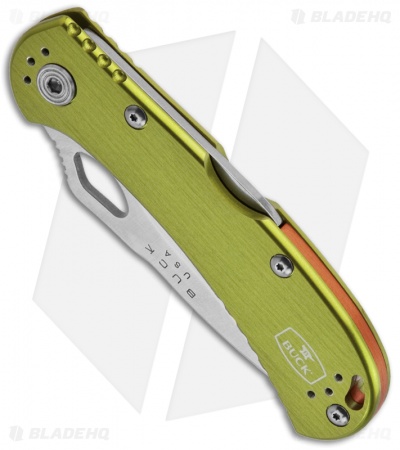 Buck SpitFire Green Folding Knife (3.25" Satin Serr) 0722GRX1