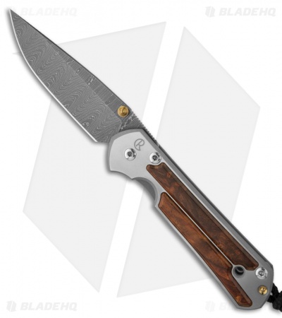 Chris Reeve Small Sebenza 21 Knife w/ Honduran Rosewood Inlay (2.94" Damascus)