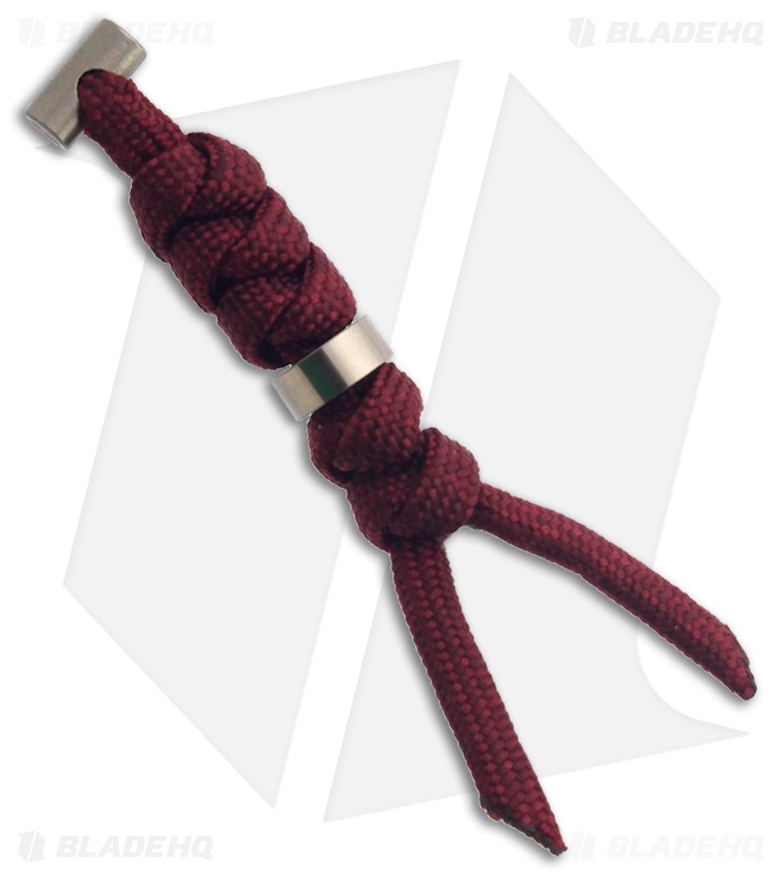 Chris Reeve Knives Large Burgundy Cord Tie Lanyard w/ Silver Bead