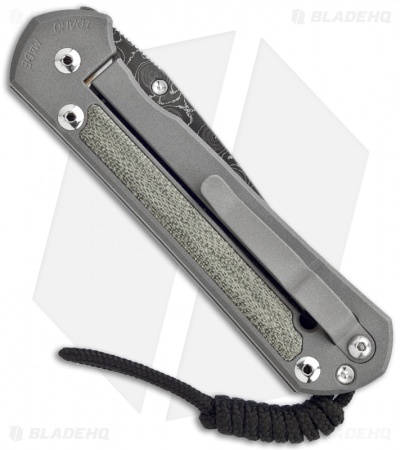 Chris Reeve Large Sebenza 21 Knife w/ Micarta Inlays (3.625" Raindrop Damascus)