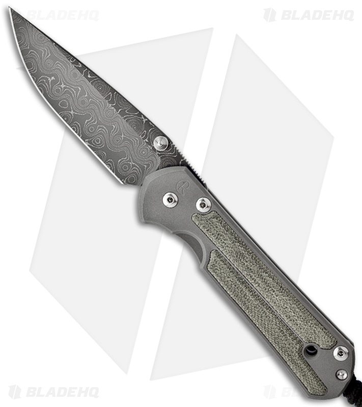 Chris Reeve Large Sebenza 21 Knife w/ Micarta Inlays (3.625" Raindrop Damascus)