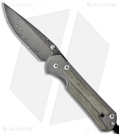 Chris Reeve Large Sebenza 21 Knife w/ Micarta Inlays (3.625" Raindrop Damascus)