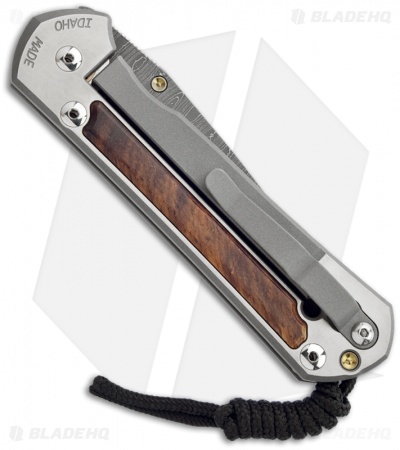 Chris Reeve Large Sebenza 21 Knife w/ Honduran Rosewood Inlay (3.625" Damascus)