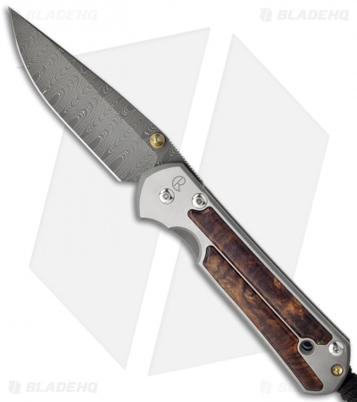 Chris Reeve Large Sebenza 21 Knife w/ Honduran Rosewood Inlay (3.625" Damascus)