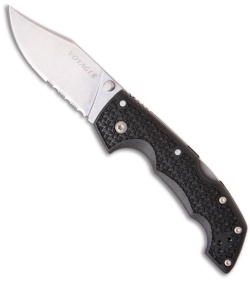 Cold Steel Voyager Medium Clip Point Folding Knife (3" Stonewash Serr) 29TMCH