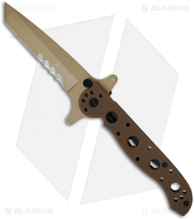 CRKT Carson M16-13DSFG Tanto Flipper Knife Desert Tan G-10 (3.5" Serr)
