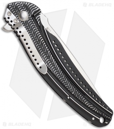 CRKT Ken Onion Ripple Frame Lock Knife Black (3.125" Satin Serr) K405KXS