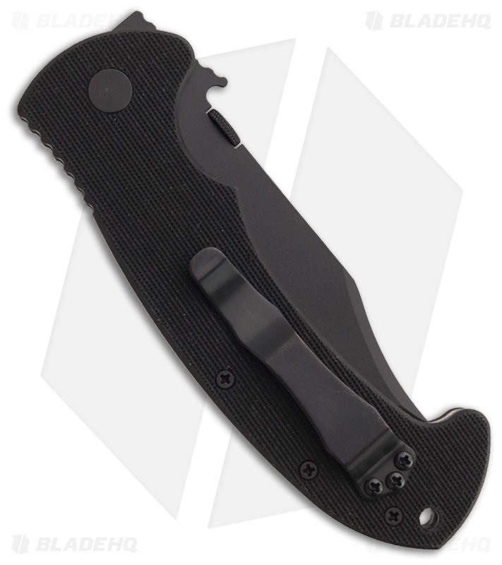 Emerson CQC-13 BTS Bowie Folding Knife w/ Wave (3.85" Black Serr)