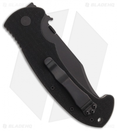 Emerson CQC-13 BTS Bowie Folding Knife w/ Wave (3.85" Black Serr)
