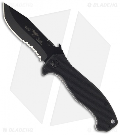 Emerson Mini CQC-15 BTS Knife Tanto w/ Wave (3.5" Black Serr)