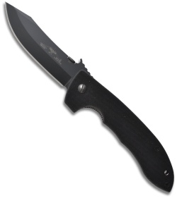 Emerson Super CQC-8 BT Bowie Folding Knife w/ Wave (4.3" Black Plain)