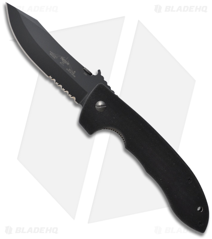 Emerson Super CQC-8 BTS Bowie Folding Knife w/ Wave (4.3" Black Serr)