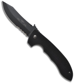 Emerson Super CQC-8 BTS Bowie Folding Knife w/ Wave (4.3" Black Serr)