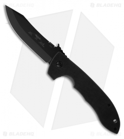 Emerson CQC-8 BT Bowie Folding Knife w/ Wave (3.9" Black Plain)