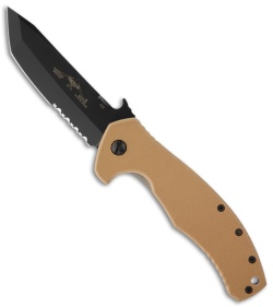 Emerson Roadhouse BTS Desert Tan G-10 Folding Knife (3.8" Black Serr)