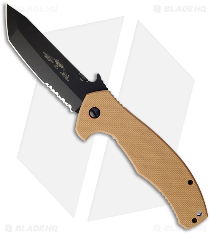 Emerson Super Roadhouse BTS Knife Desert Tan G-10 (4.2" Black Serr)