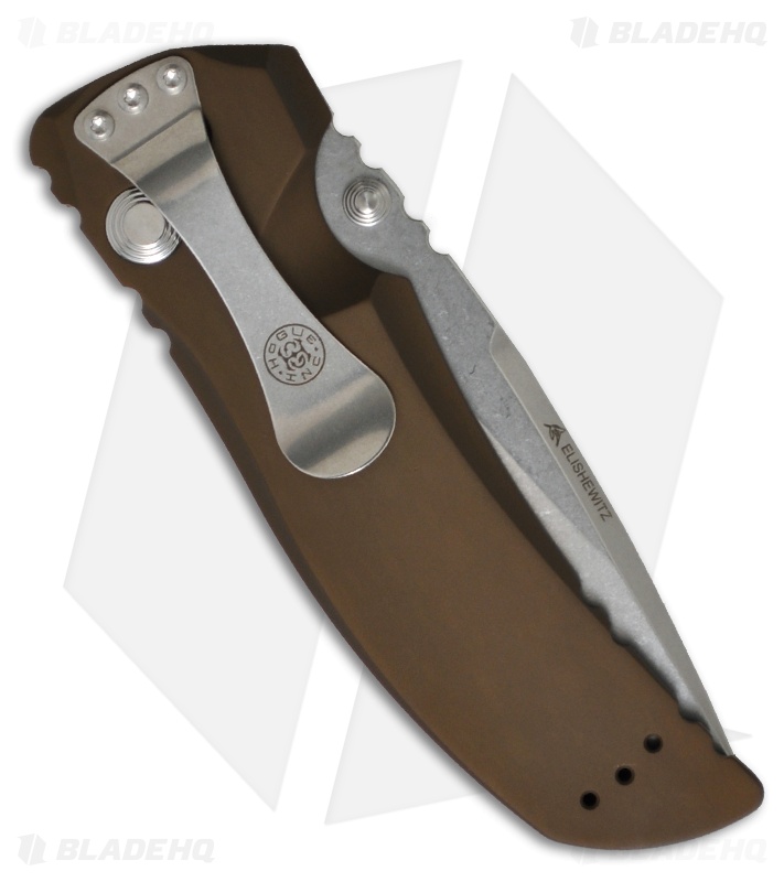 Hogue Knives EX01 Knife OD Green Aluminum Handle Drop Point (4" Tumble Plain)