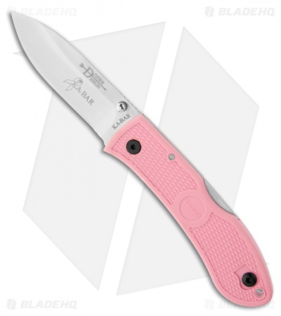 Ka-Bar Dozier Pink Folding Hunter Knife (3" Satin Plain) 4062PK