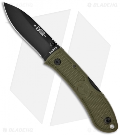 Ka-Bar Dozier Foliage Green Hunter Folding Knife (3" Black Plain) 4062 FG