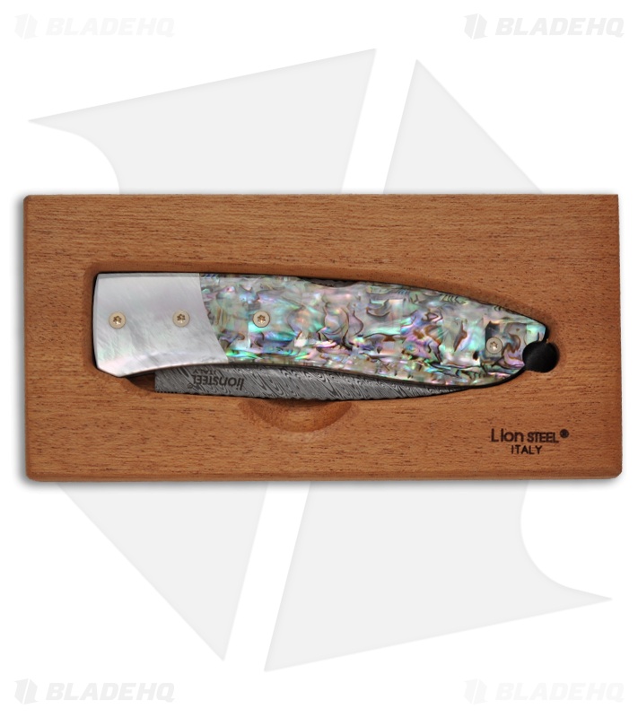 LionSteel Opera Gentleman's Knife Mother of Pearl w/ Abalone Damascus