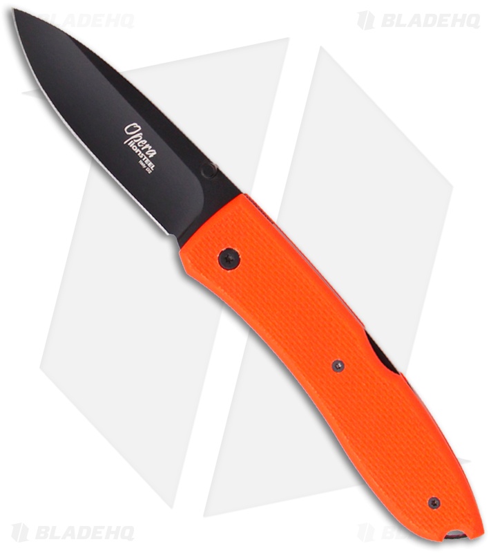 LionSteel Big Opera Orange G-10 Folding Knife (3.5" Black) Italy 8810 OR