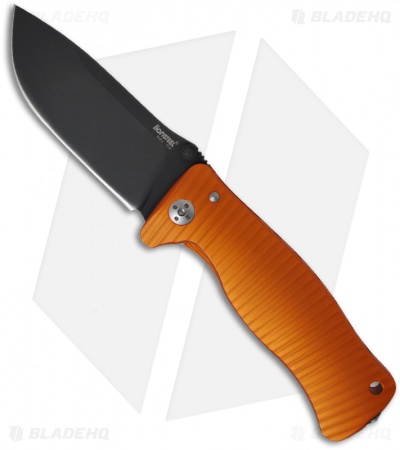 LionSteel Knives SR1-Al Knife Orange Aluminum Folding (3.7" Black Plain)