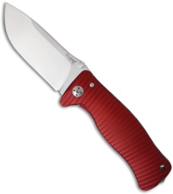 LionSteel SR1-Al Red Aluminum Folding Knife (3.7" Satin Plain)