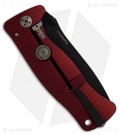 LionSteel Knives SR1AL Knife Red Aluminum Folding (3.7" Black Plain)