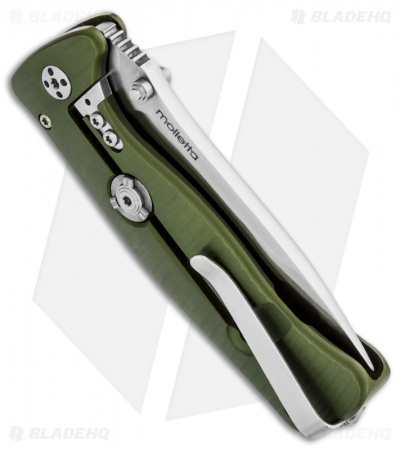 LionSteel SR2 Green Aluminum Folding Knife (3.125" Black Plain)