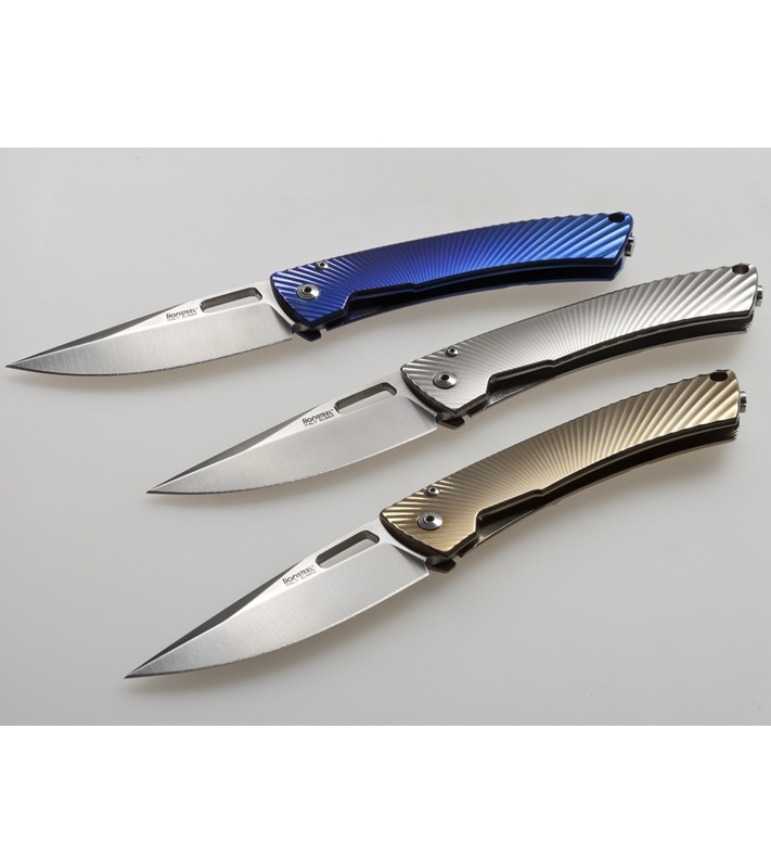 LionSteel TiSpine Folding Knife Matte Violet/Blue Titanium (3.35" Satin) TS1