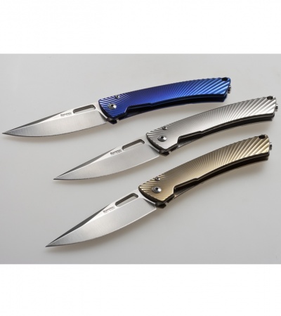 LionSteel TiSpine Folding Knife Matte Violet/Blue Titanium (3.35" Satin) TS1
