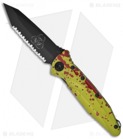 Microtech Socom Delta Zombie Green Tanto Knife (4" Black Full Serr) 163-3Z