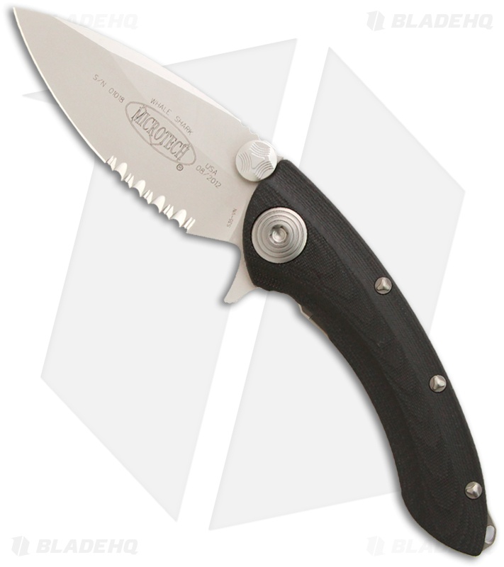 Microtech Whaleshark Flipper Knife G-10 (3.63" Bead Blast Serr) 167-8